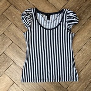 H&M Striped navy white top M